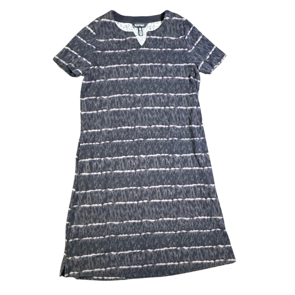 Ellen Tracy‎ Women's S/P Gray White Striped Casual T-Shirt Top